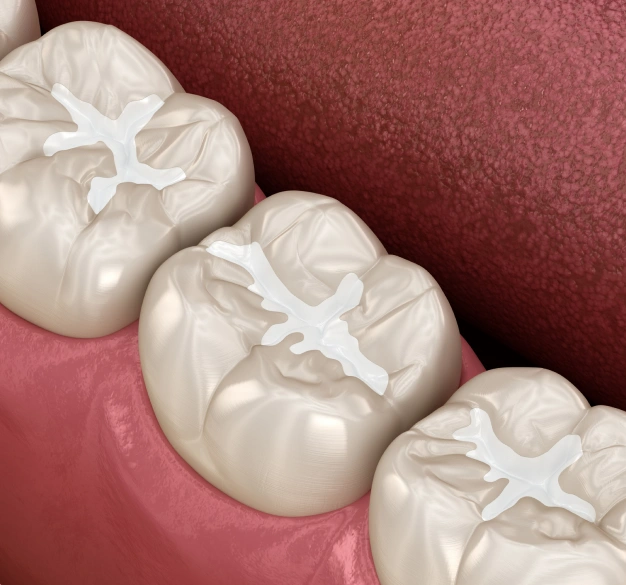 Dental sealants applied to molars to help prevent cavities